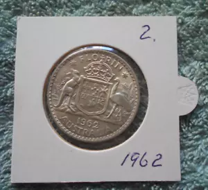 #C61. #2. 1962 AUSTRALIAN 50% SILVER FLORIN TWO SHILLING COIN - Picture 1 of 3