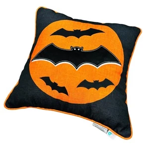 Brentwood Originals Halloween Batty Moon Bats 20in Reversible Plaid Toss Pillow - Picture 1 of 3