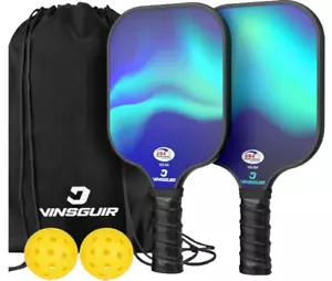 Pickleball Paddles Fibra di Vetro Set di 2 Borsa da Trasporto VINSGUIR Principianti e Pro - Foto 1 di 11