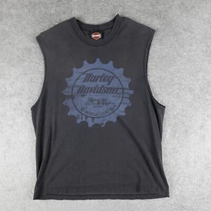 Camisa Harley Davidson Hombres L Negra Camiseta sin Mangas Muskegon MI 2009 Hecha en EE. UU. - Imagen 1 de 8