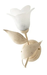 Applique da parete in ferro battuto classico avorio shabby chic 1 luce con vetro - Imagen 1 de 1