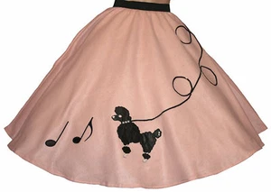 "Falda de caniche de fieltro rosa claro con notas _ Talla adulto CINTURA MEDIANA 30""-37 L:25" - Imagen 1 de 3