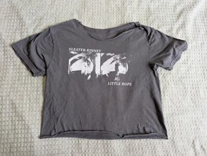Sleater Kinney Shirt Women Medium Gray Little Rope Tour 2024 Cut Cropped - Picture 1 of 9