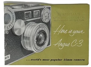 Vintage Argus C-3 Owners Manual For Camera 1954 Ann Arbor Michigan Booklet - Picture 1 of 5