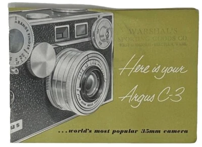Vintage Argus C-3 Owners Manual For Camera 1954 Ann Arbor Michigan Booklet - Image 1 of 4