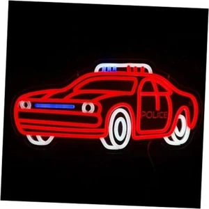 Police Car Neon Sign Car LED Light Dimmable Wall Decor Gift for Playroom Kids - Picture 1 of 8