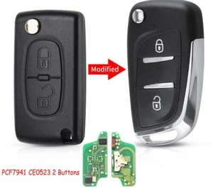 Fits Peugeot 433MHz ID46 PCF7941 CE0523 Complete Transponder Remote Key - Picture 1 of 6