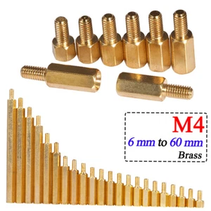 M4 Thread Male x Female Brass Hexagonal Standoff Spacer Pillars 6 - 60mm for PCB - Picture 1 of 7