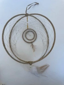 Handmade Dreamcatcher – White/Cream Feathers –Boho Native American Style 10"x8" - Picture 1 of 15