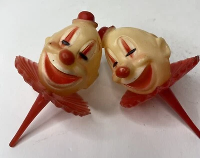 Payaso 2 Fiesta CupCake Toppers Selecciones Espeluznante Circo Nariz Roja Plástico Bozo IT De Colección Foto 1 de 4