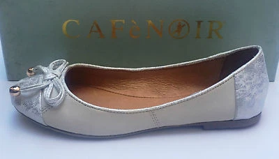 CAFè NOIR Scarpe donna ballerine pelle Off White/Nuvola Argento con fiocchetto - Immagine 1 di 3