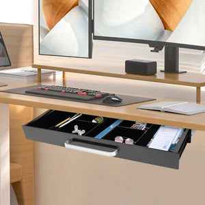 21.5” Under Desk Sliding Pull-Out Drawer Drawer Easy Slide Out Storage Organizer - Picture 1 of 14