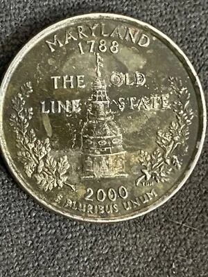 2000 P Maryland Quarter Error missing clad layers on both sides - Image 1 of 4