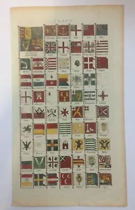 MARITIME FLAGS OF NATIONS 1769 by COOKE ANTIQUE ENGRAVED PLATE 18TH CENTURY - Picture 1 of 5