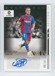2021-22 Sergino Dest Panini Noir Gold FC Barcelona Figurina Calcio Autografata 9/10 - Foto 1 di 3