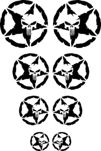 Autoaufkleber Totenschädel Aufkleber Set 8 Teile Motorrad Rund Skull Stern 1115 - Picture 1 of 12