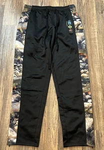 Fishouflage Fishing Black Camo Trout Sweatpants Pockets Zippered Legs Size Med - Picture 1 of 19