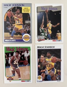 Magic Johnson 4 Card Lot NBA Hoops 1990-91 #157 1991-92 #101 #321 #473 LA Lakers - Picture 1 of 2