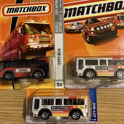 MATCHBOX 2010 #67 WHITE & 2009 #50 BLACK CITY BUS with METAL BODIES LOT OF 2 - Image 1 of 4