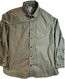 LL Bean Shirt Mens S Cotton BeanFlex Twill LongSleeve Button up Green workwear - Picture 1 of 9