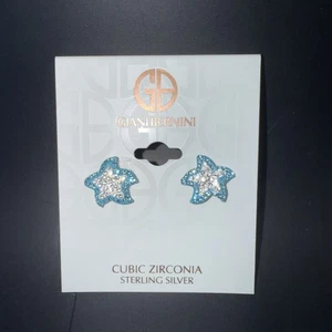 Giani Bernini Blue White CZ Cubic Zirconia Sterling Silver Starfish Earrings - Picture 1 of 2
