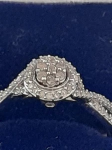 9ct White gold diamond 0.20 ring, Size N Hallmark and stamp - Picture 1 of 6