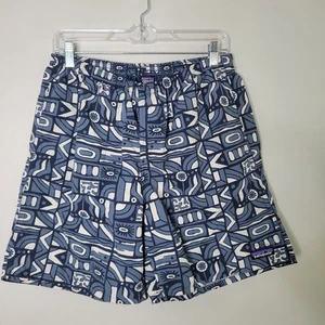 Patagonia M Baggies 7" Blue Print 3-Pocket Mesh Liner Casual Shorts - Picture 1 of 9