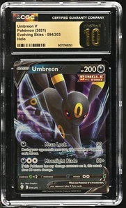 UMBREON V Evolving Skies Holo Rare #094 CGC Pristine 10 Pokemon [Nostalgium] - Picture 1 of 2