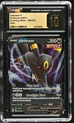 UMBREON V Evolving Skies Holo Rare #094 CGC Pristine 10 Pokemon [Nostalgium] - Image 1 of 2