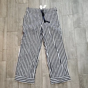 Soma Cool Cotton Stretch Woven Pajama Pants Medium Women Blue White Stripe New - Picture 1 of 8