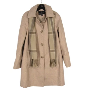 LONDON FOG Lined WOOL BLEND Scarf BUTTON-UP 2-Pockets COAT JACKET Sz M - Picture 1 of 7