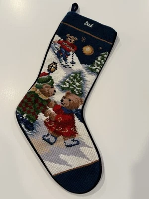 MEDIAS DE NAVIDAD DE LANA PUNTA DE AGUJA HECHAS A MANO PERSONALIZADAS TIERRAS FINALES PAPÁ OSOS Foto 1 de 4