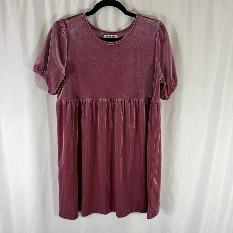 Vestido Antiguo Azul Marino Niñas XXL 18 Plus Terciopelo Rosa Manga Corta Cuello Redondo Elastizado Foto 1 de 4