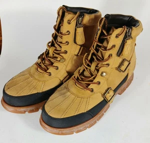 Polo Ralph Lauren Demond Boots Men's Shoes 10D Brown Leather Lace-Up & Zip 14323 - Picture 1 of 10