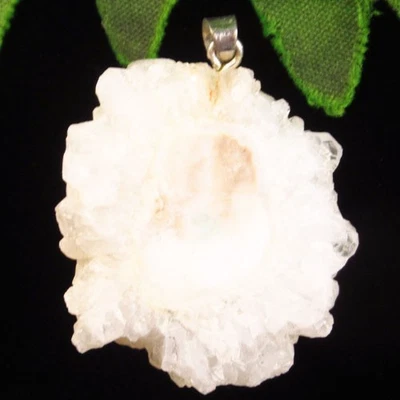 Cuentas colgante de piedra geoda cuarzo druzy ágata cristal titanio blanco H91419 Foto 1 de 2