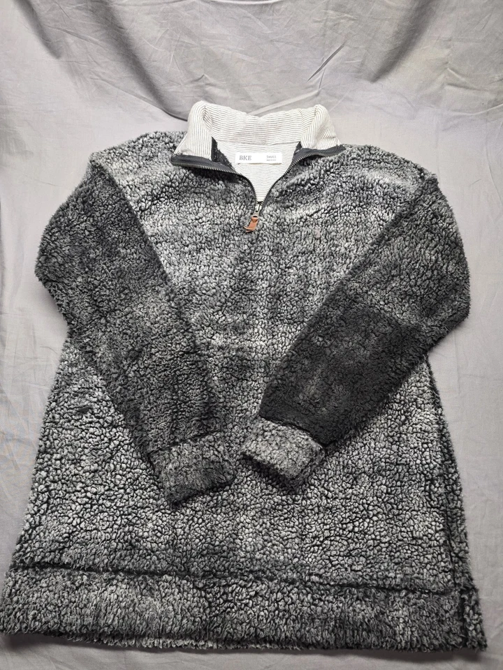 BKE Women’s Sherpa Fleece 1/4 Zip Pullover Small Gray Black Cozy Soft Jacket - Image 1 of 4
