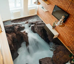 3D River Stones SKE1319 Floor WallPaper Print Decal Epoxy Floor Deco Kay - Picture 1 of 6