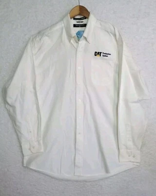 Devon & Jones CAT Production System L/S Pima Cotton Button Up Shirt White Sz XL  - Image 1 of 4