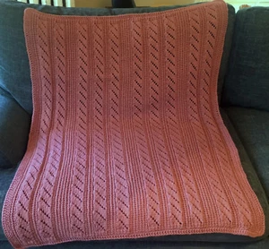 Handgefertigte afghanische Strick Schoß Couch Überwurf Decke Rose Mauve 40"x34" - Bild 1 von 2