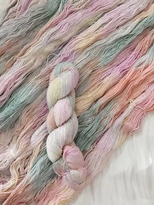 Hand dyed wool yarn lace sock pastel colorway sunset pink green 100g*1 - Picture 1 of 9