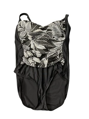 Traje de baño de una pieza modesto blanco y negro MAXINE OF HOLLYWOOD para mujer talla 18 Foto 1 de 4