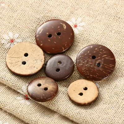 100pcs 2 Holes Coconut Shell Buttons Sewing Scrapbooking Fastener 15mm/20mm Dia - Image 1 of 4