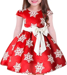 Tueenhuge Baby Girls Christmas Dress Toddler Snowflake Print Party Wedding Fo... - Picture 1 of 2