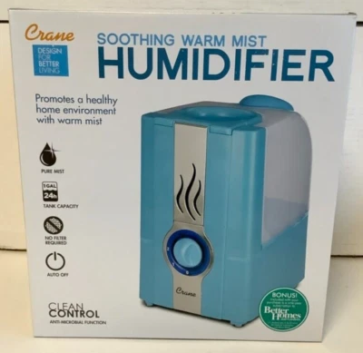 NEW Crane EE-5201A Portable Soothing Warm Mist Humidifier Aqua clean control - Image 1 of 3