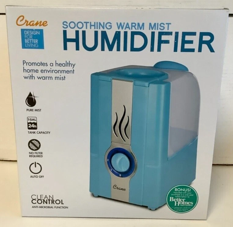 NEW Crane EE-5201A Portable Soothing Warm Mist Humidifier Aqua clean control - Image 1 of 3