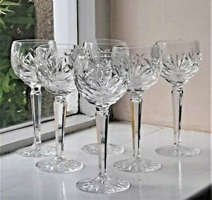 Set of 6 Superb Waterford Crystal Ashling Hock Wine Glasses -  with Etched Marks