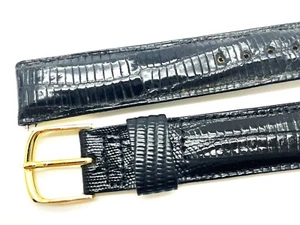 SEIKO MEN'S 17MM BLACK UNIVERSAL REPLACEMENT LIZARD LEATHER WATCH BAND 994-17 - Picture 1 of 5