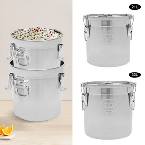 21L/33L Airtight Rice Bucket Canister Food Storage Container 304 Stainless Steel - Picture 1 of 46
