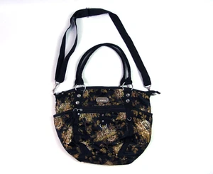 Catwalk Collection Handtasche mit schwarzem Blumenmuster/Schultertasche - Bild 1 von 10