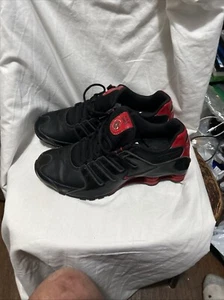 Nike Shox NZ Black Varsity Red Black Leather Shoes 378341-017 Men Size 11.5 NICE - Picture 1 of 5